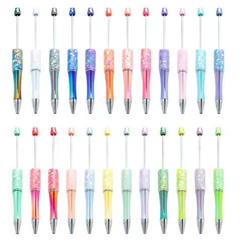 Creative DIY Plastic Sequin UV Gradient Ballpoint Pen Metal Beaded Pen Writing Office School Stationery