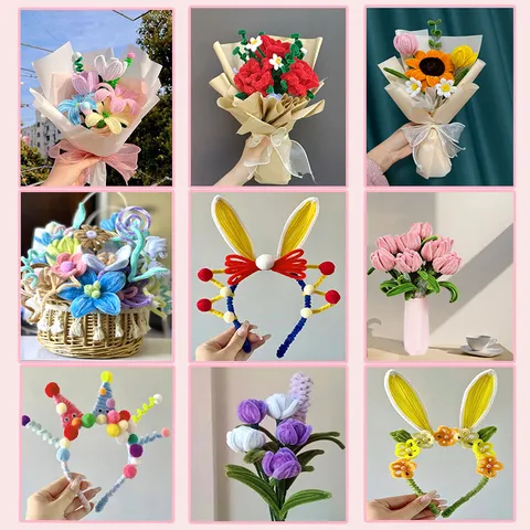 Scovolini Fai-da-te in Colore Macaron Peluche Steli Flessibili per Creazione di Fiori Progetti Artistici Forniture per Artigianato per Bambini Adulti