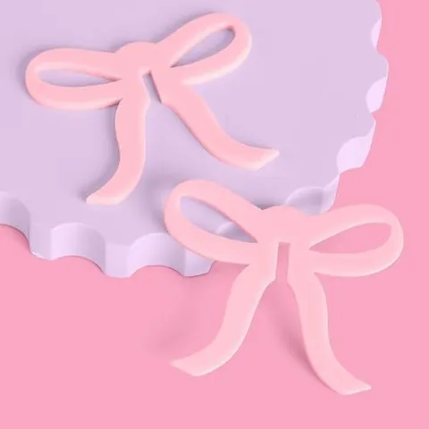 Segnabicchiere a Fiocco in Acrilico Rosa Ciondoli per Bevande per Decorazioni Festa di Compleanno Matrimonio Identificazione