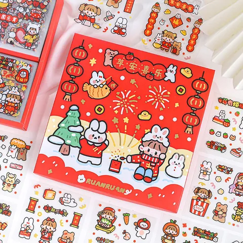 Simpatici Adesivi in PVC Impermeabili Esplorazione Spaziale Cartone Animato Trasparenti Kawaii Scrapbooking Conto Mano Custodia Telefono Adesivi Decorazione Fai da Te