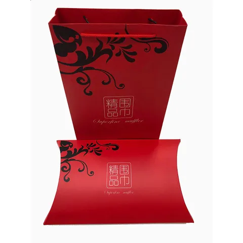 Juego de Caja de Regalo de Bufanda Bolso de Seda Roja Exquisita Caja de Embalaje de Regalo Caja de Ropa Juego de Embalaje Boutique