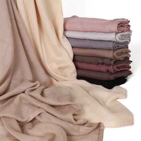 Women Solid Color Modal Viscose Long Scarf Lightweight Soft Breathable Shawl Ethnic Headscarf For Daily Commute