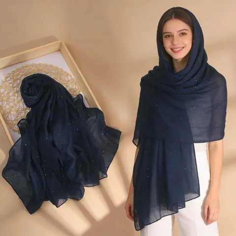 Fashion Simple Sequin Scarf Women Long Shawl Breathable Soft Headscarf Solid Color Daily Wrap Cape Accessories