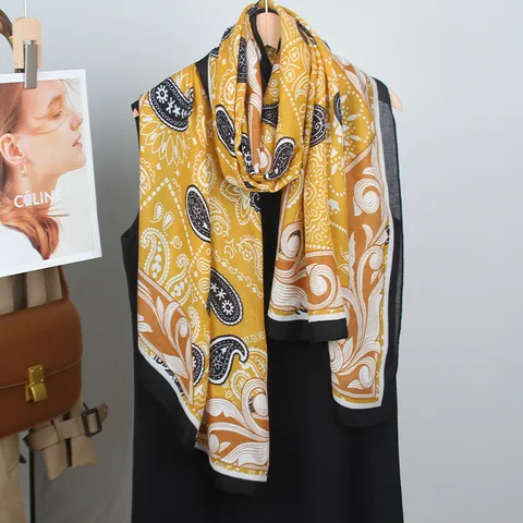 Women Fashion Lightweight Scarf Polyester Printed Shawl Sun Protection Beach Wrap Spring Summer Scarf