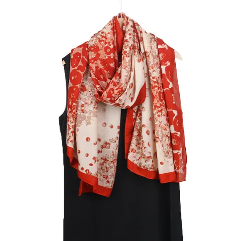 Women Fashion Lightweight Scarf Polyester Printed Shawl Sun Protection Beach Wrap Spring Summer Scarf