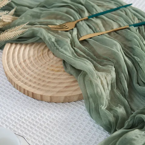 European Bohemian Pleated Table Runner For Wedding Party Home Dining Table Decoration Polyester Solid Color Tablecloth