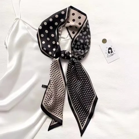 Women Fashion Long Narrow Scarf Professional Decorative Neck Scarf Polyester Printed Twilly Headband For Bag