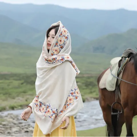 Women's Ethnic Style Printed Shawl Long Scarf Polyester Medium Long Cape For Travel Outdoor Photography
