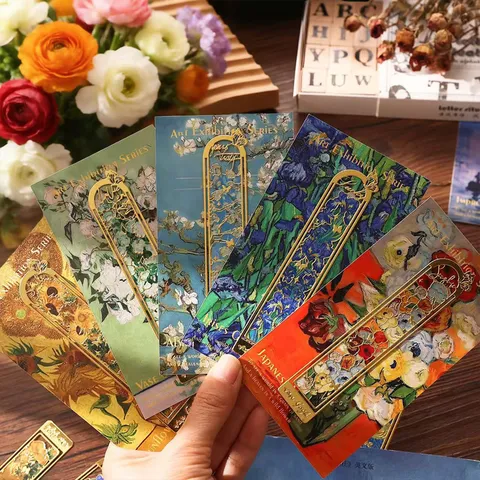 Retro Metall Lesezeichen Hohl Ölgemälde Stil Kunst Van Gogh Monet Serie Lesen Schreibwaren Geschenk Zubehör