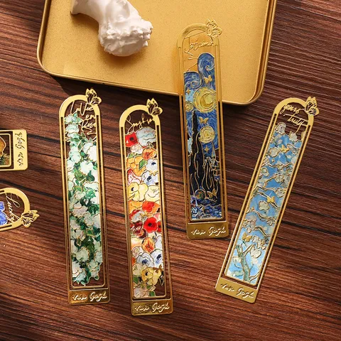 Retro Metall Lesezeichen Hohl Ölgemälde Stil Kunst Van Gogh Monet Serie Lesen Schreibwaren Geschenk Zubehör