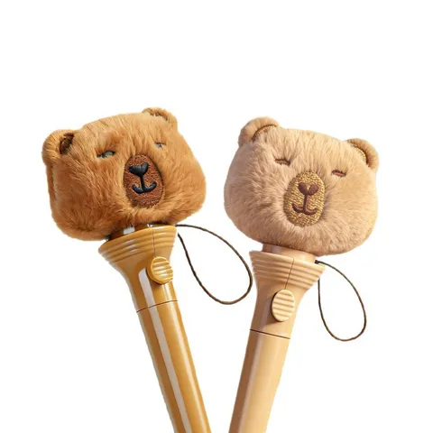 Penna Gel a Espulsione in Peluche Capibara Simpatico Animale Antistress Inchiostro Nero Scrittura Scorrevole Regalo per Studenti