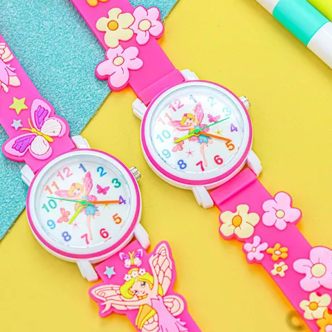 Kinderen Quartz Horloge Schattige Cartoon Bloem Meisje Horloge Roze Siliconen Band Analog Fashion Casual Horloge Voor Kinderen