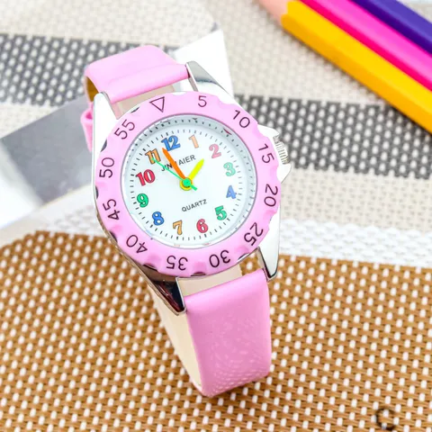 Kinder Quarzuhr Mode Bunte Digitale Zifferblatt Kunstleder Armband Lässige Armbanduhr Tägliche Kleidung Geschenk