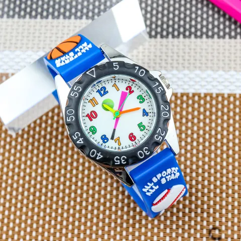 Orologio al Quarzo Cartoon Sport Bambini Cinturino in Silicone 3D Baseball Pallacanestro Orologio da Polso
