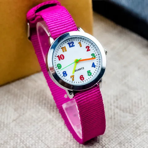 Children Cartoon Quartz Watch Student Casual Minimalist Nylon Strap Luminous Pointer Wristwatch