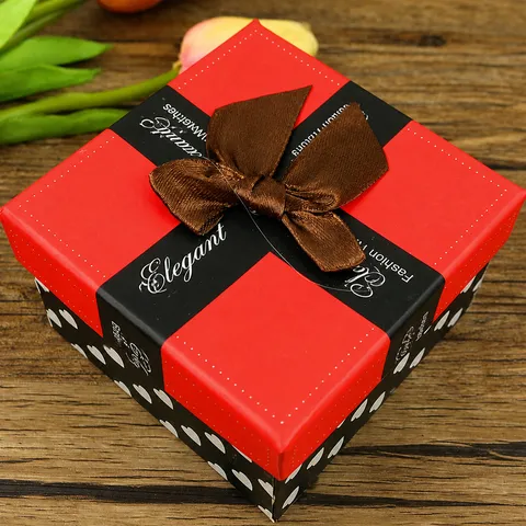 Scatola per Orologio Quadrata Rossa Con Nastro a Fiocco Confezione Regalo Vetrina in Carta Per Conservare Regalo