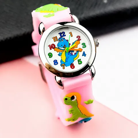 Orologio al Quarzo con Dinosauro per Bambini Carino Cinturino in Silicone 3D Stereoscopico Orologio da Polso