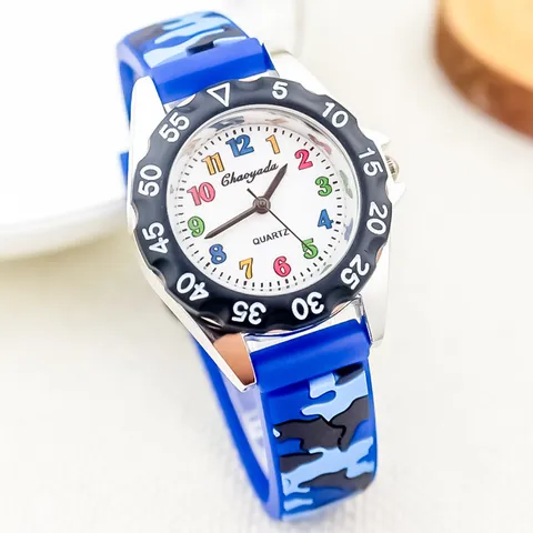 Orologio al Quarzo per Bambini Cinturino in Silicone Mimetico Impermeabile Quadrante Digitale Colorato Casual Moda Orologio da Polso da Ragazzo