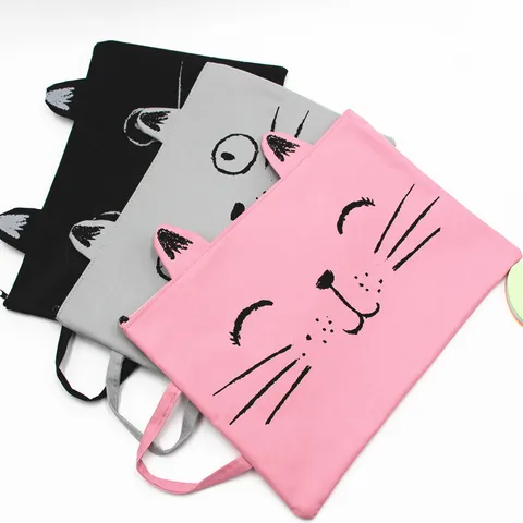 Waterproof Canvas Document Bag A4 File Storage Bag Cute Unicorn Cartoon Handheld Bag Office School Supplies Folder