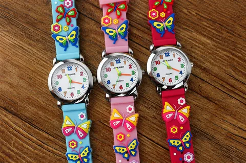 Kinder Cartoon 3D Silikon Quarz Uhr Süß Bunt Skala Zifferblatt Kinder Student Lässige Armbanduhr Geschenk