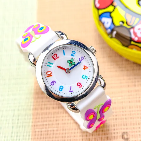 Kids Cute Cartoon Quartz Watch Butterfly Unicorn Silicone Strap Analogue Wristwatch Gift For Girls Children