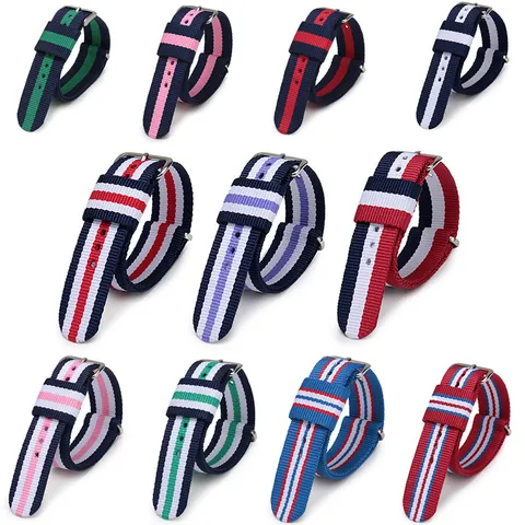 Cinturino per Orologio in Nylon di Ricambio Cinturino in Tessuto A Righe Con Fibbia in Metallo Per Uomo e Donna Accessori Universali