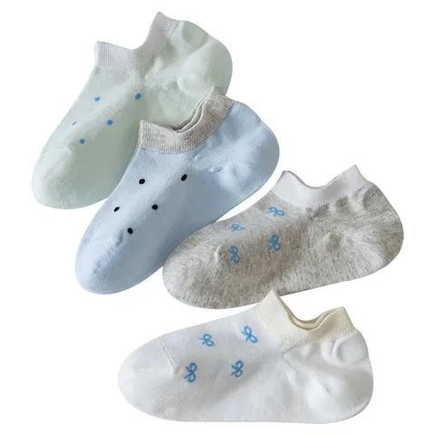 Women's Cute Bow And Polka Dot Short Socks Summer Thin Breathable Cotton Casual Ankle Socks Ins Style Daily Wear
