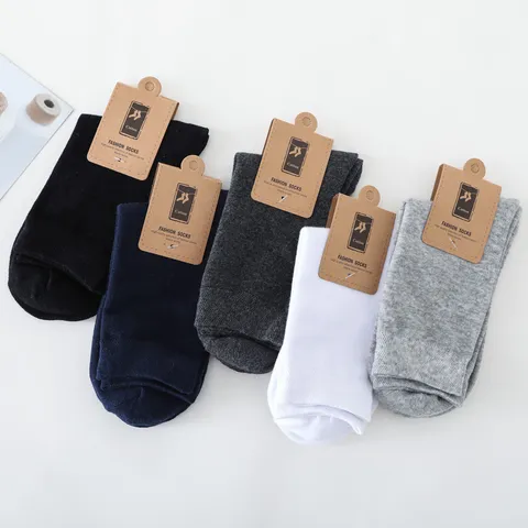 Men's Business Casual Cotton Mid-Tube Socks Solid Color Sweat-Absorbing Deodorant Breathable Comfortable Socks