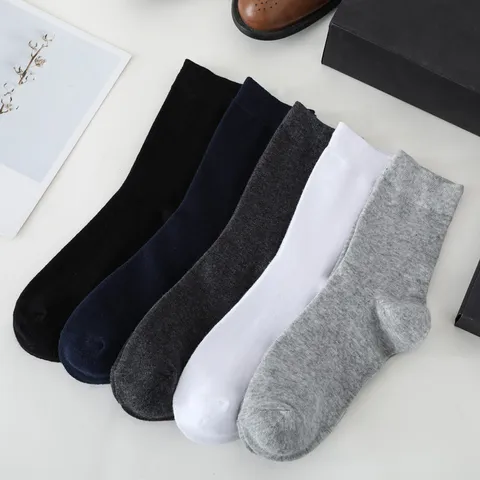 Men's Business Casual Cotton Mid-Tube Socks Solid Color Sweat-Absorbing Deodorant Breathable Comfortable Socks
