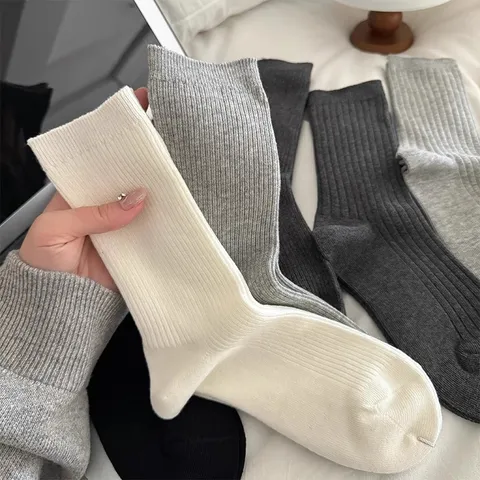 Dames Effen Middelhooge Socken Casual Veelzijdige Katoenen Socken