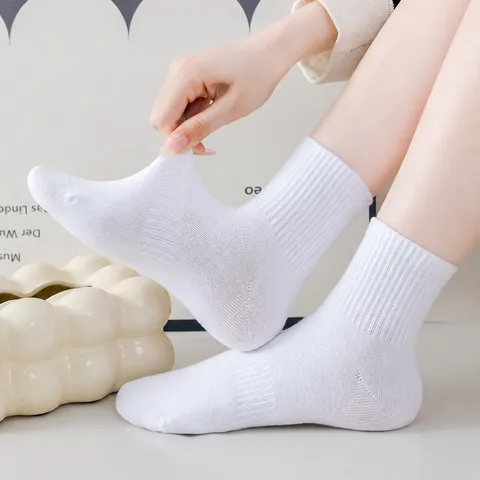 Unisex Μονόχρωμο Casual Χτενισμένο Βαμβάκι Ριπτές Κάλτσες Κοντές Μεσαία Γάμπα