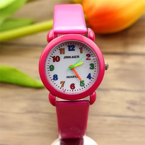 Kinder Casual Quarz Uhr Kinder Einfach Bunte Lederarmband Analog Armbanduhr