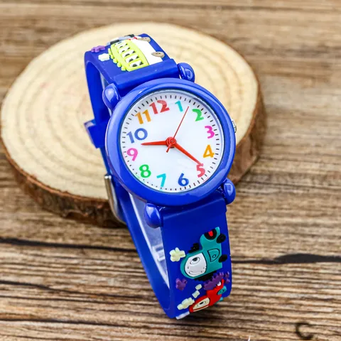 Kids Cartoon Quartz Watch Boys Casual Airplane Excavator Car Waterproof Silicone Strap Analog Wrist Watch Children Gift