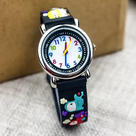 Orologio al Quarzo per Bambini Auto Cartoon Carino Design Scuolabus Cinturino in Silicone Orologio Casual per Bambini Regalo