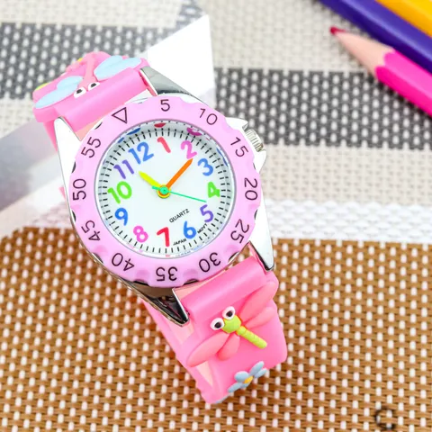 Kinder Quarz Uhr Süße Cartoon Libelle Silikonarmband Buntes Digitales Zifferblatt Lässige Armbanduhr Für Kinder Mädchen Geschenk