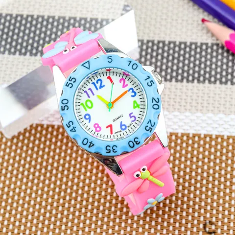 Kinder Quarz Uhr Süße Cartoon Libelle Silikonarmband Buntes Digitales Zifferblatt Lässige Armbanduhr Für Kinder Mädchen Geschenk