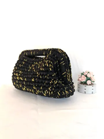 Handgewebt Farbblock Clutch Für Damen Retro Textur Metallfaden Kontrast Luxus Abendhandtasche Minimalistisch Polyester Offene Geldbörse