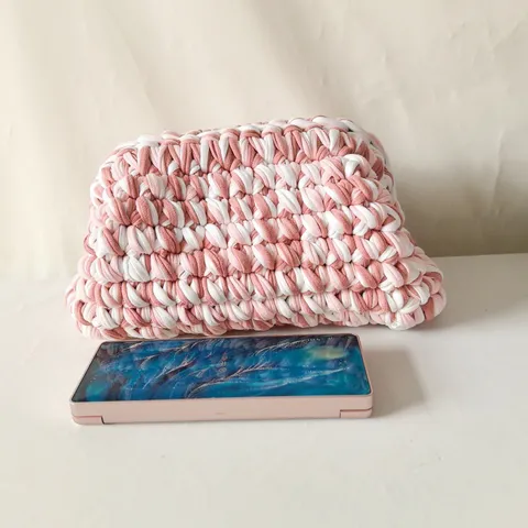 Χειροποίητη Υφαντή Πλεκτή Τσάντα Clutch Για Γυναίκες Casual Ροζ Και Λευκή Τσάντα Σύννεφο Φορητή Θήκη Καλλυντικών Μοντέρνα Τσάντα Χεριού