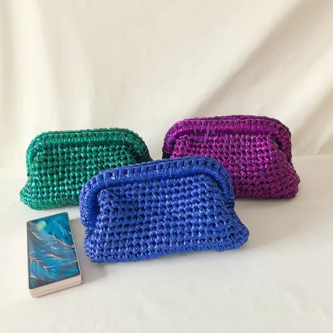 Γυναικεία Μεταλλική Υφαντή Τσάντα Clutch Μόδα Πλεκτή Τσάντα Χειρός Μαλακή Τσάντα Ώμου Βραδινό Πάρτι Πορτοφόλι