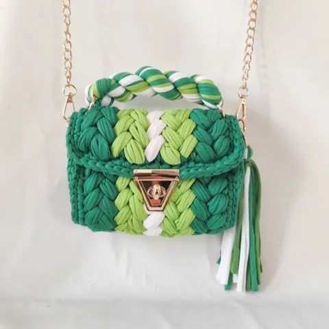 Γυναικεία Υφαντή Τσάντα Χεριού Color Blocking Crochet Τσάντα Ώμου Μόδας με Λουράκι Αυσίδας Τσάντα Κορυφαίας λαβής Καθημερινό Πορτοφόλι