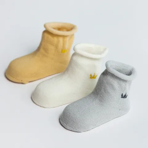Zuigeling Baby Halverwege Kuit Sokken Gekamd Katoen Schattig Kroon Anker Patroon Ademend Lente Herfst Kinderen Sokken