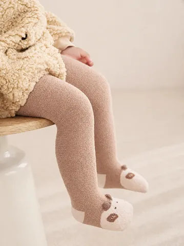 Infant Thickened Fleece Tights Winter Warm Cute Cartoon Animal Footed Leggings For Baby Toddler Newborn