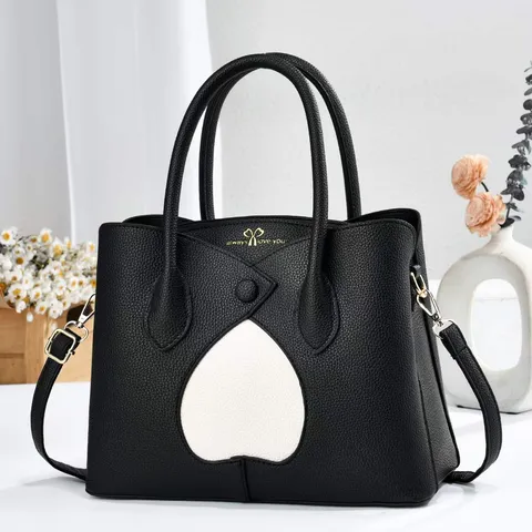 Γυναικείο Fashion PU Δερμάτινο Tote Bag Μεγάλης Χωρητικότητας Commuter Ώμου Crossbody Bag Καρδιά Patchwork Handbag