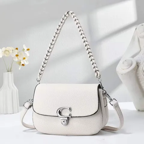 Sac Bandoulière en Cuir PU pour Femmes Mode Motif Litchi Sac à Main Style Coréen Quotidien