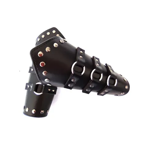 Punk Medieval Wide Leather Wristband Rivet O-Ring Cuff Retro Cycling Arm Guard Gothic Cosplay Bracelet For Men Women