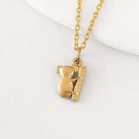 Minimalist Stainless Steel Koala Pendant Multi-Layer Necklace Retro Fashion Jewelry For Women Men