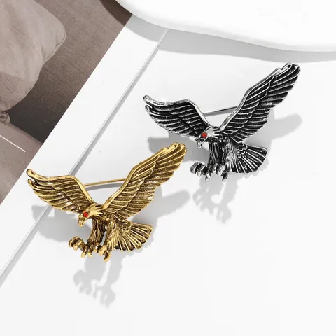 Broche Aigle Rétro Vintage en Alliage de Zinc Strass Épinglette pour Costume Manteau Veste Accessoires Moda Bijoux Unisexe