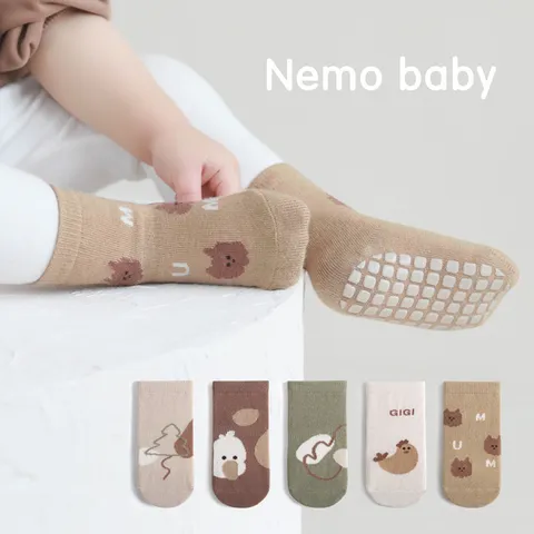 Infant Toddler Crew Socks Cute Cartoon Non Slip Cotton Baby Socks Kids Warm Floor Socks Daily Apparel Accessories