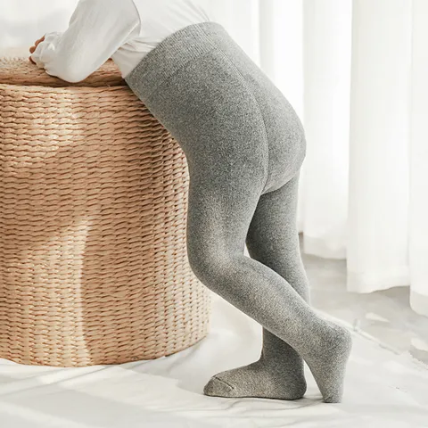Collants Épais en Éponge Coton Peigné Couleur Unie pour Enfants Hiver Chaud Collants Mignons Bébés Filles Leggings Vêtements Quotidiens