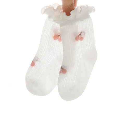 Newborn Baby Girls Lace Mesh Mid Tube Socks Infant Breathable Summer Toddler Cute Floral Cotton Socks